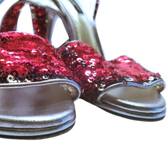 💄Red & Silver Sequin Heels - Picture 14 of 16